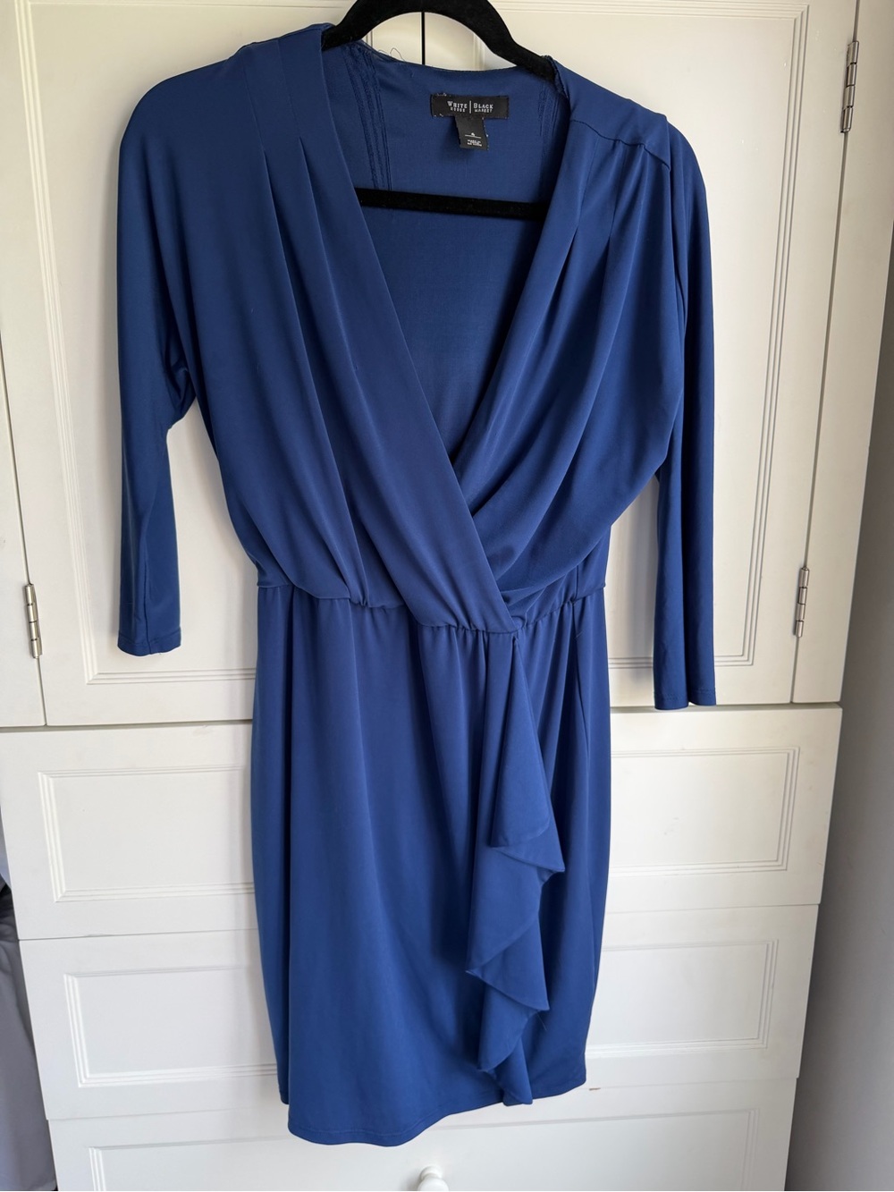 White House Black Market Royal Blue Faux-Wrap Dress size 4